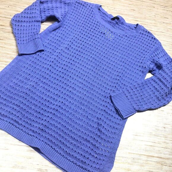 Y-323 Talbots textured long sleeve crewneck sweater CAPRI BLUE sz XS - Picture 1 of 1